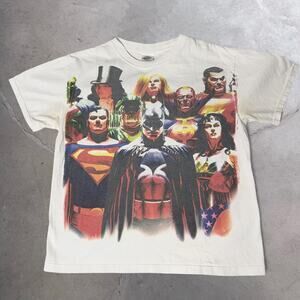 Vintage 2007 DC Comics Justice League AOP Shirt Alex Ross Art Medium